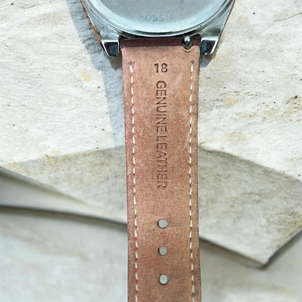 Fossil Caressa BQ3015 Women's 40mm Multifunction Crystal Bezel Leather Watch